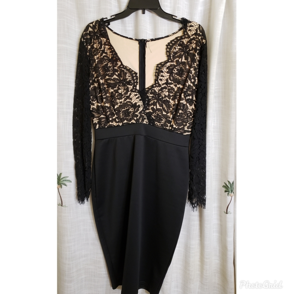 Women Sexy Deep V-Neck Bodycon Long Sleeves Mini L